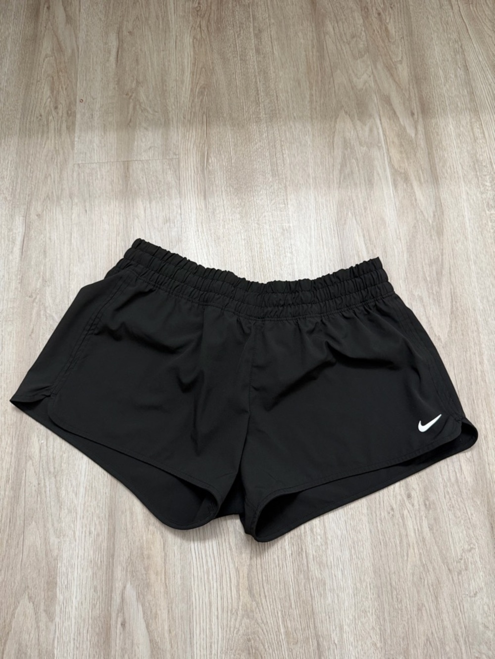 Nike Black Women's Elastic Waist Training Shorts with White Swoosh